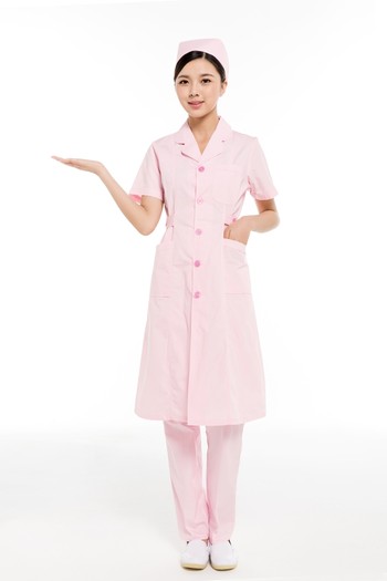 夏装粉色上下圆领护士服