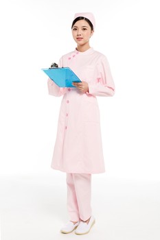 冬装粉色偏襟立领护士服