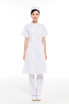 夏装白色偏襟立领护士服
