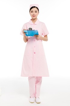 夏装粉色小圆领护士服